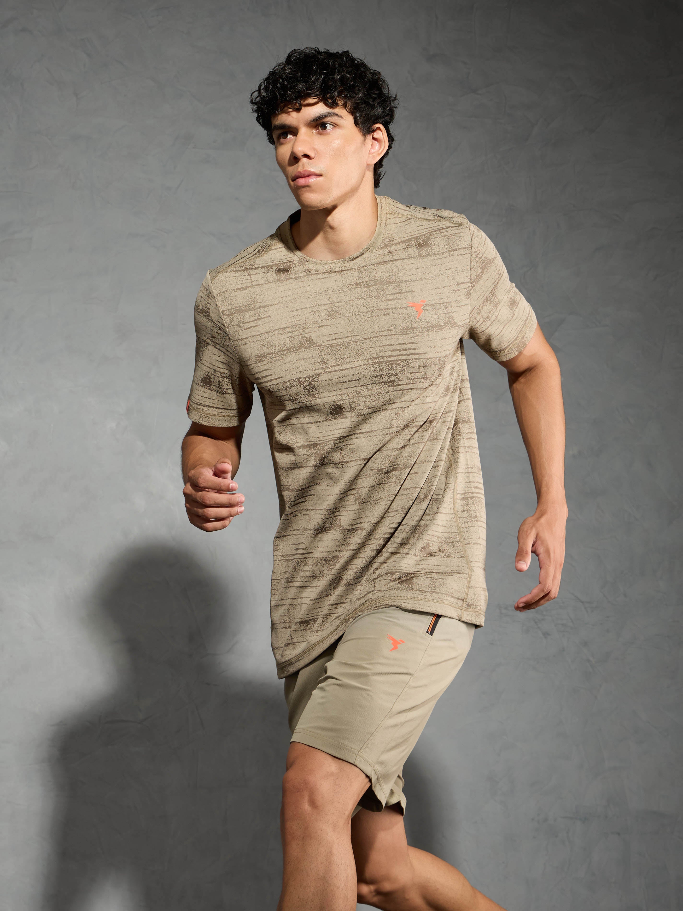 Men Jacquard Slim Fit Crew Neck T-shirt with DOUBLE COOL