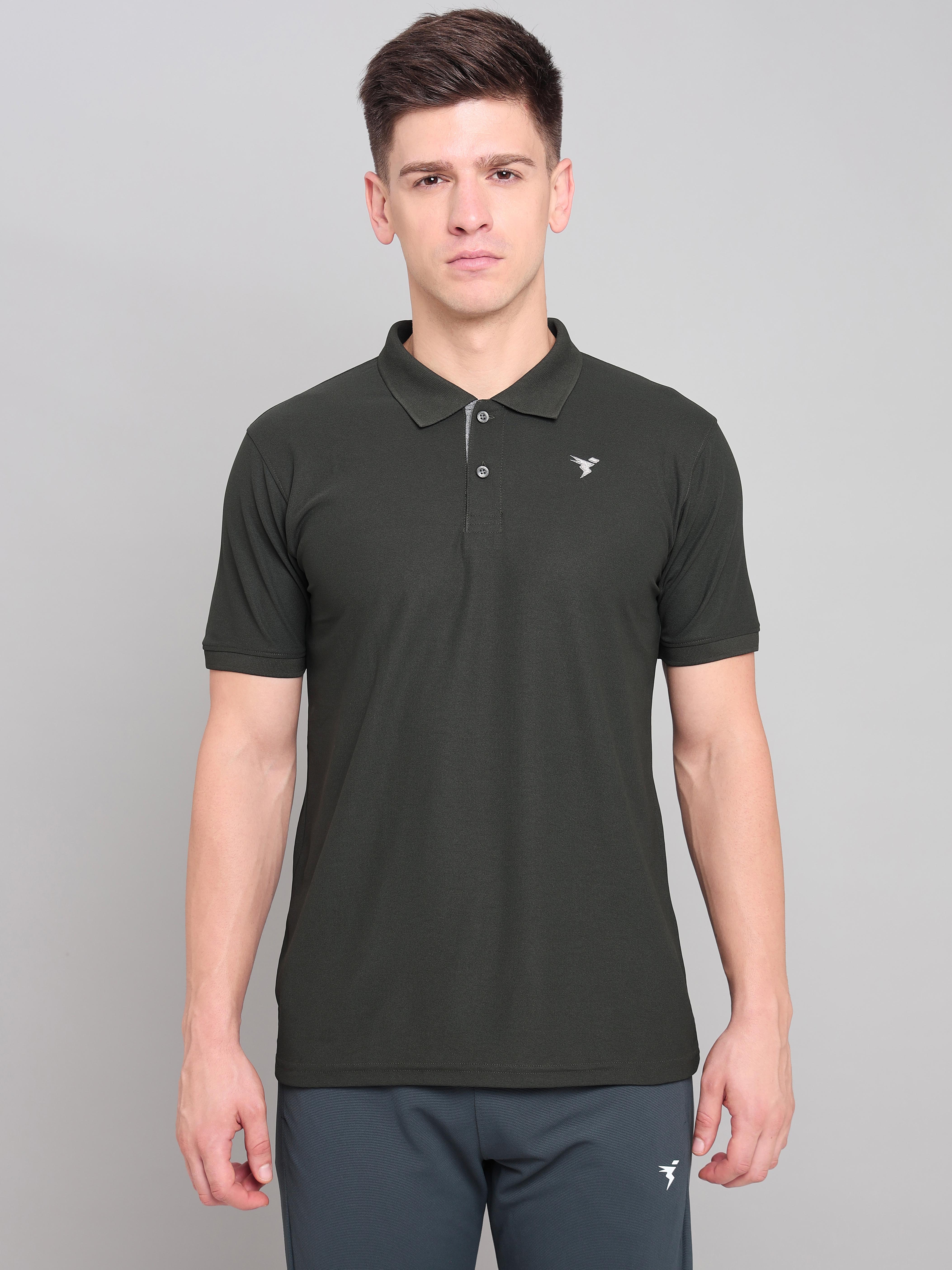 Men Solid Slim Fit Polo T-shirt with MATPIQ