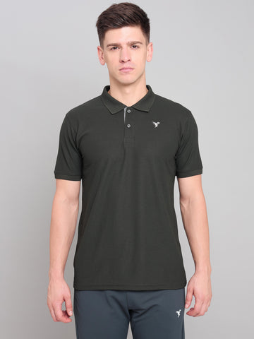 Men Solid Slim Fit Polo T-shirt with MATPIQ