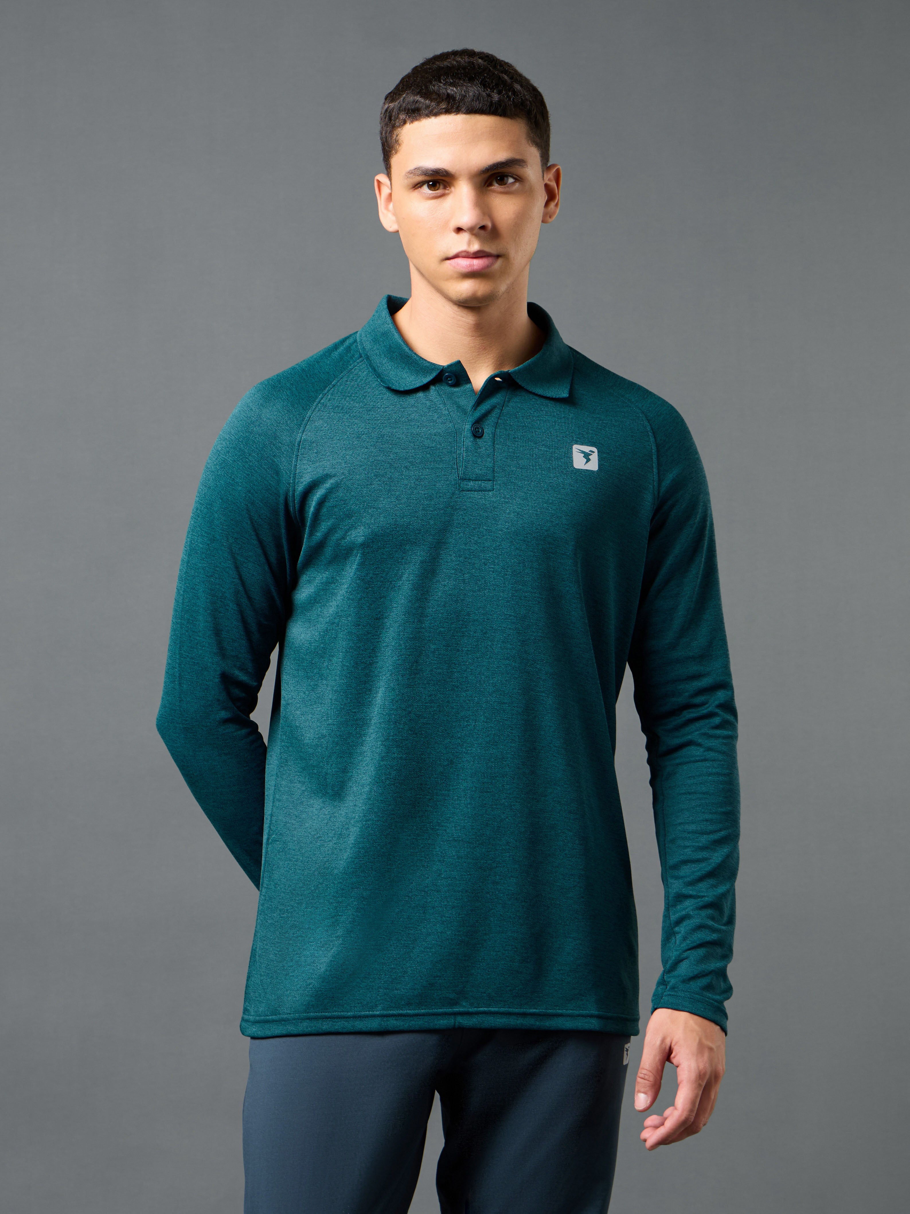 Men Solid Slim Fit Polo T-shirt with DOUBLE COOL
