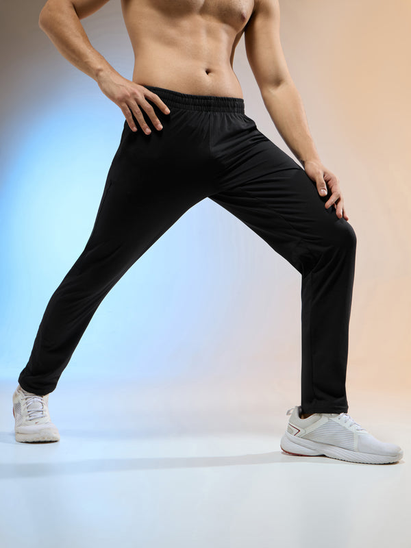 Men Solid Slim Fit Trackpants with 4 Way Crispy