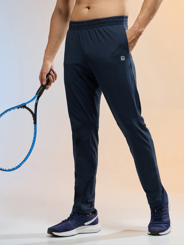 Men Solid Slim Fit Trackpants with 4 Way Crispy