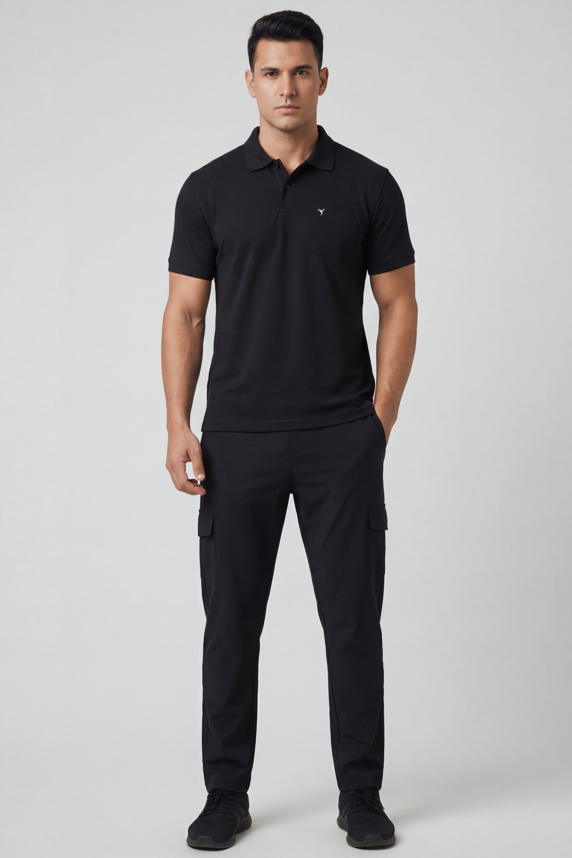 Men Plus Size Solid Slim Fit Polo T-shirt with MATPIQ