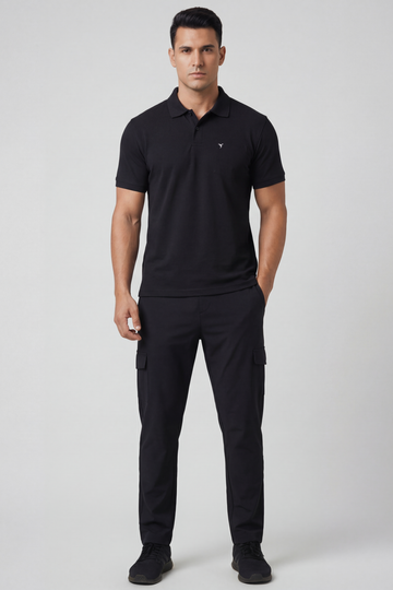 Men Plus Size Solid Slim Fit Polo T-shirt with MATPIQ