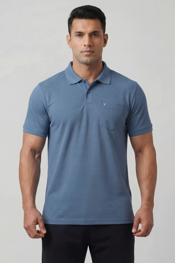 Men Plus Size Solid Slim Fit Polo T-shirt with MATPIQ