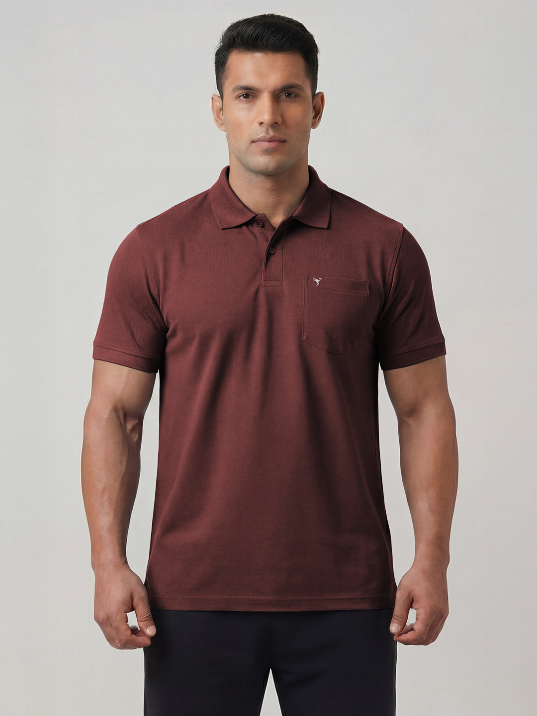 Men Plus Size Solid Slim Fit Polo T-shirt with MATPIQ