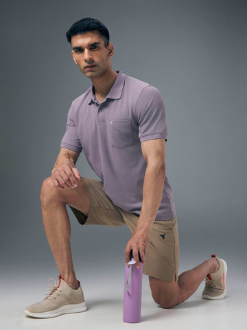 Men Solid Slim Fit Polo T-shirt with MATPIQ