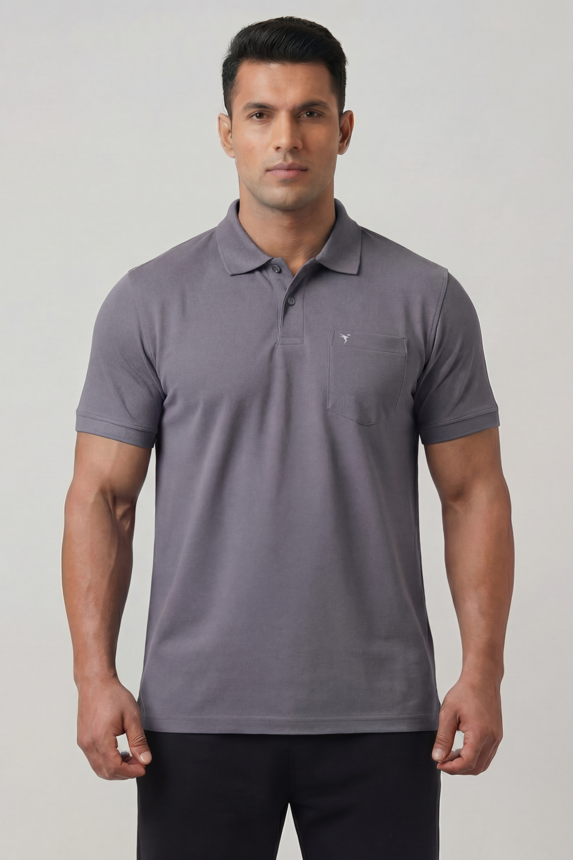 Men Plus Size Solid Slim Fit Polo T-shirt with MATPIQ