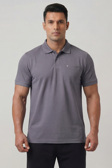 Men Plus Size Solid Slim Fit Polo T-shirt with MATPIQ