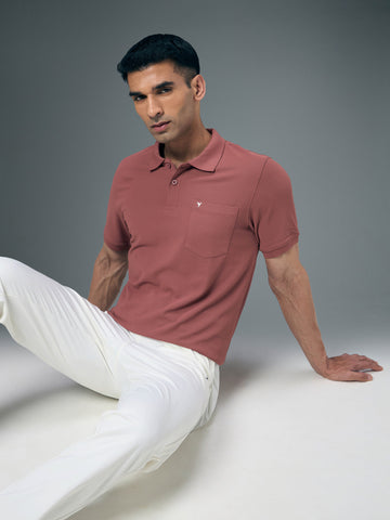 Men Solid Slim Fit Polo T-shirt with MATPIQ