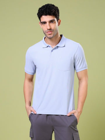 Men Solid Slim Fit Polo T-shirt with MATPIQ
