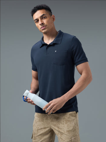 Men Solid Slim Fit Polo T-shirt with MATPIQ