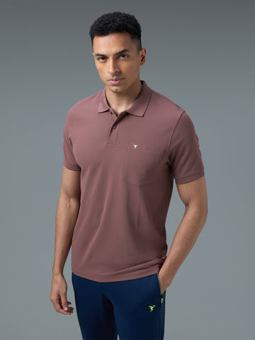 Men Solid Slim Fit Polo T-shirt with MATPIQ
