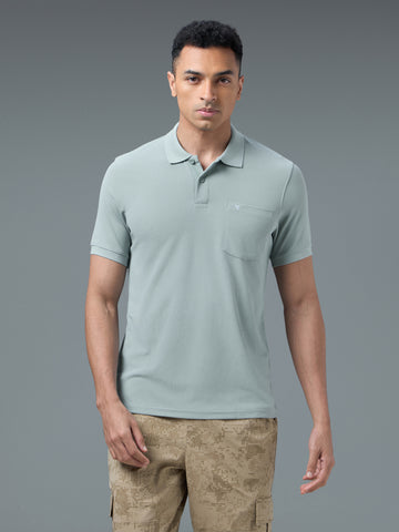 Men Solid Slim Fit Polo T-shirt with MATPIQ
