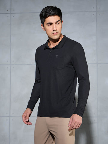 Men Solid Slim Fit Polo T-shirt with MATPIQ
