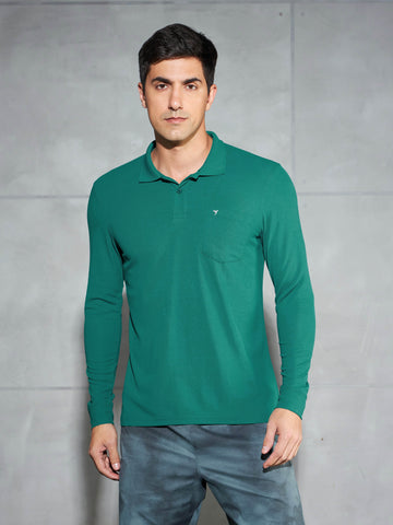 Men Solid Slim Fit Polo T-shirt with MATPIQ