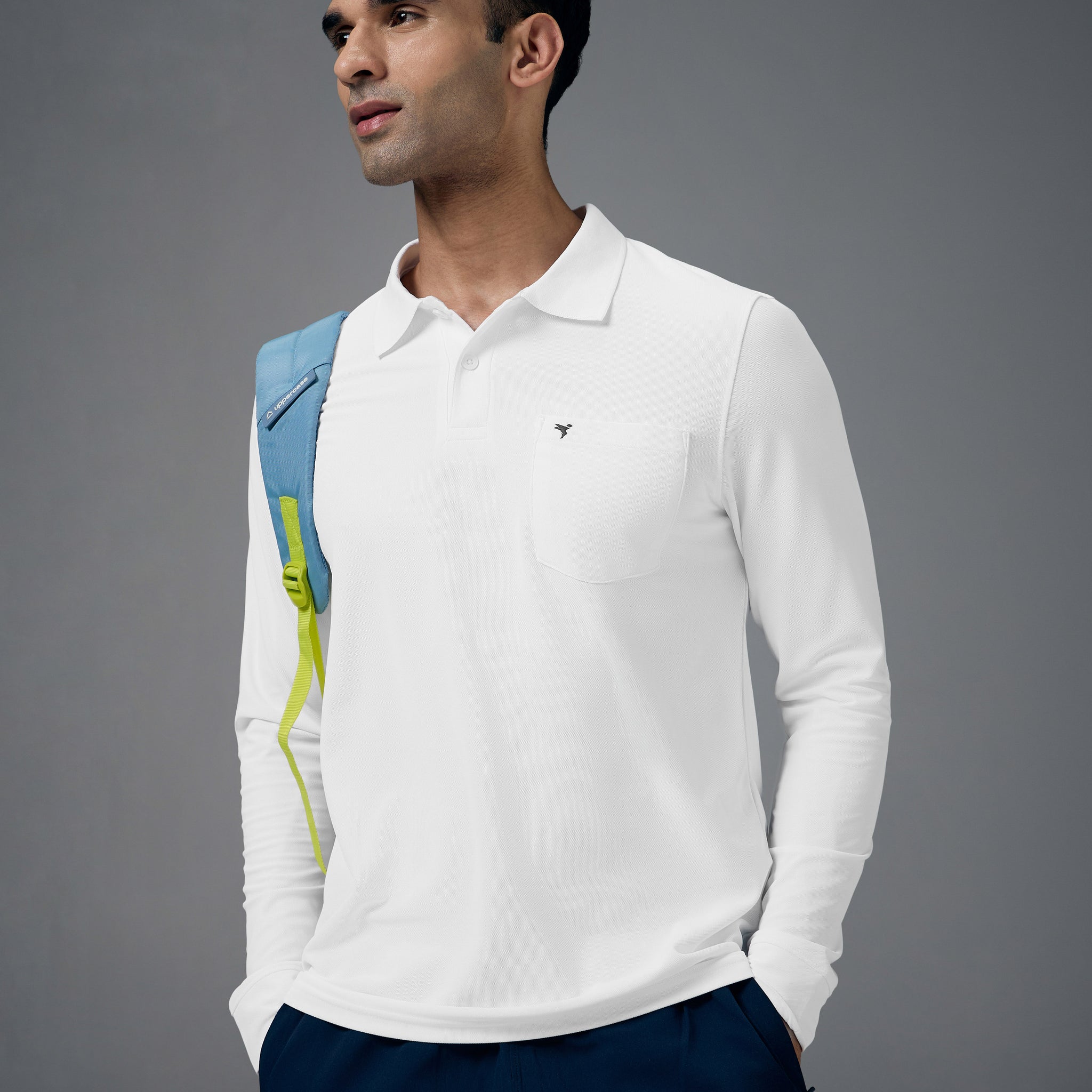 Men Solid Slim Fit Polo T-shirt with MATPIQ
