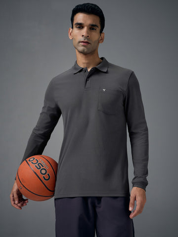 Men Solid Slim Fit Polo T-shirt with MATPIQ