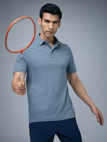 Men Solid Slim Fit Polo T-shirt with COTFLEX