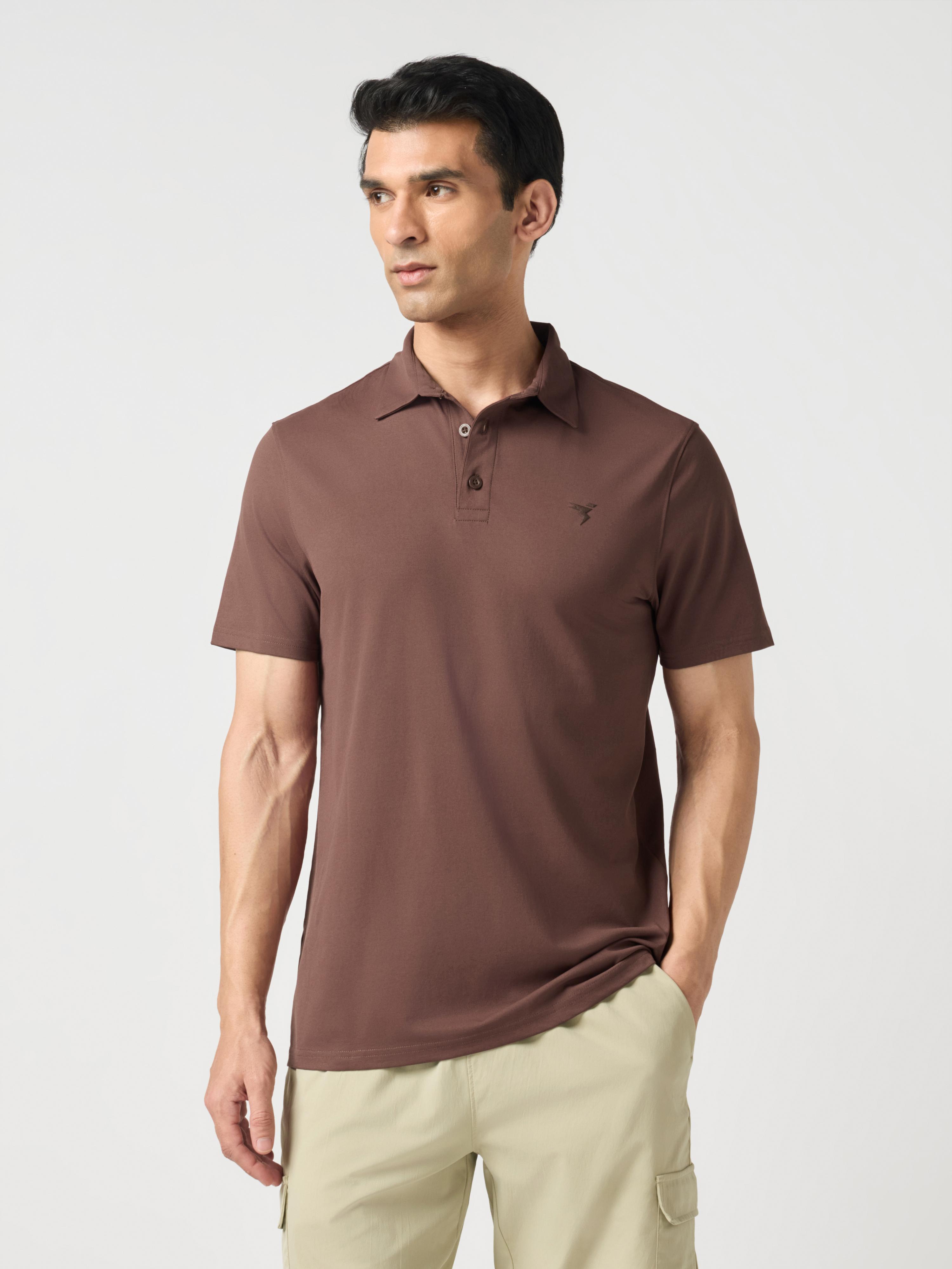 Men Solid Slim Fit Polo T-shirt with COTFLEX