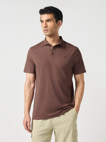 Men Solid Slim Fit Polo T-shirt with COTFLEX