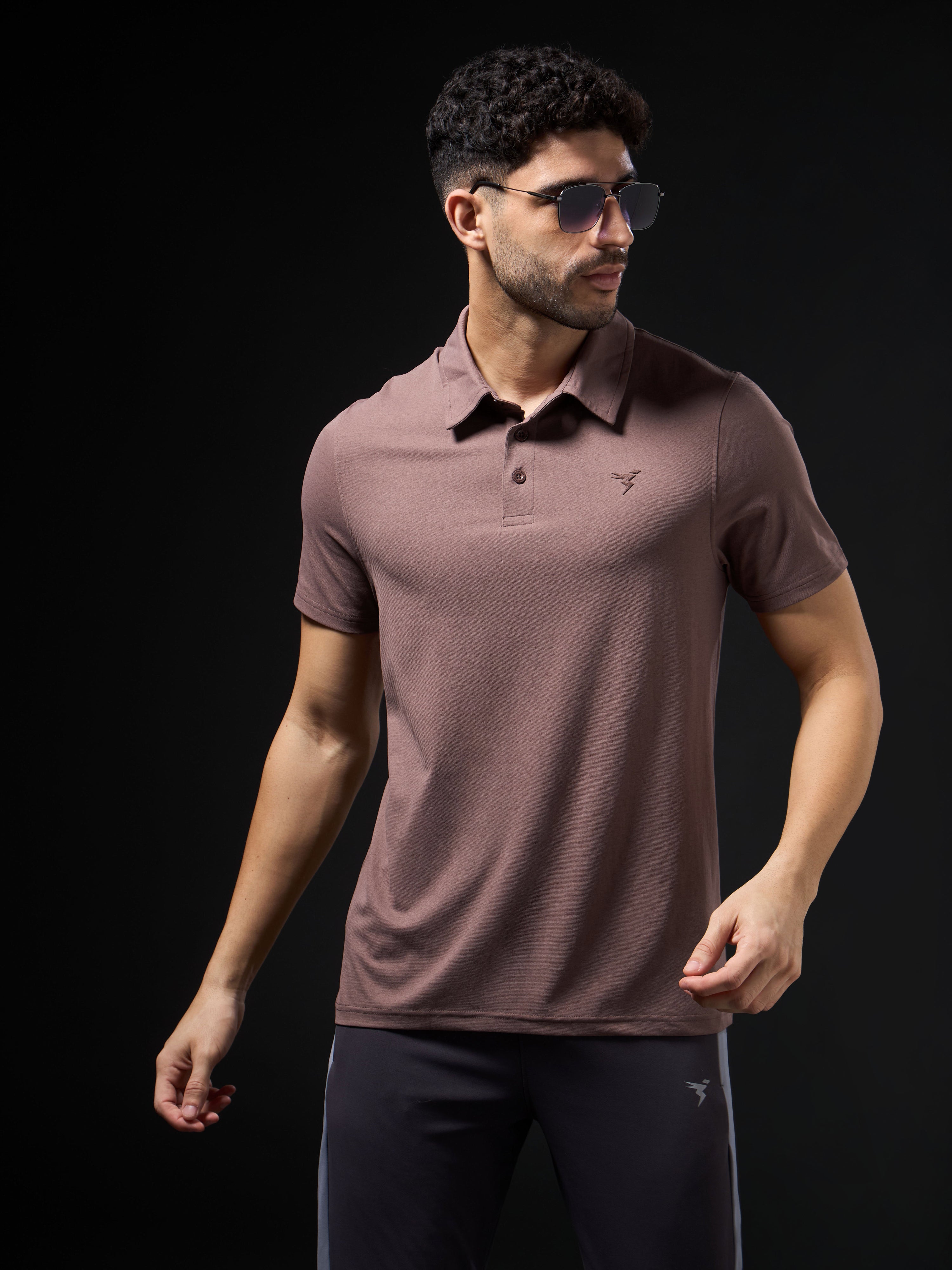 Men Solid Slim Fit Polo T-shirt with COTFLEX