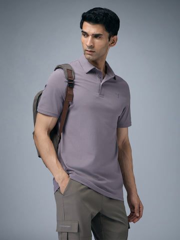 Men Solid Slim Fit Polo T-shirt with COTFLEX