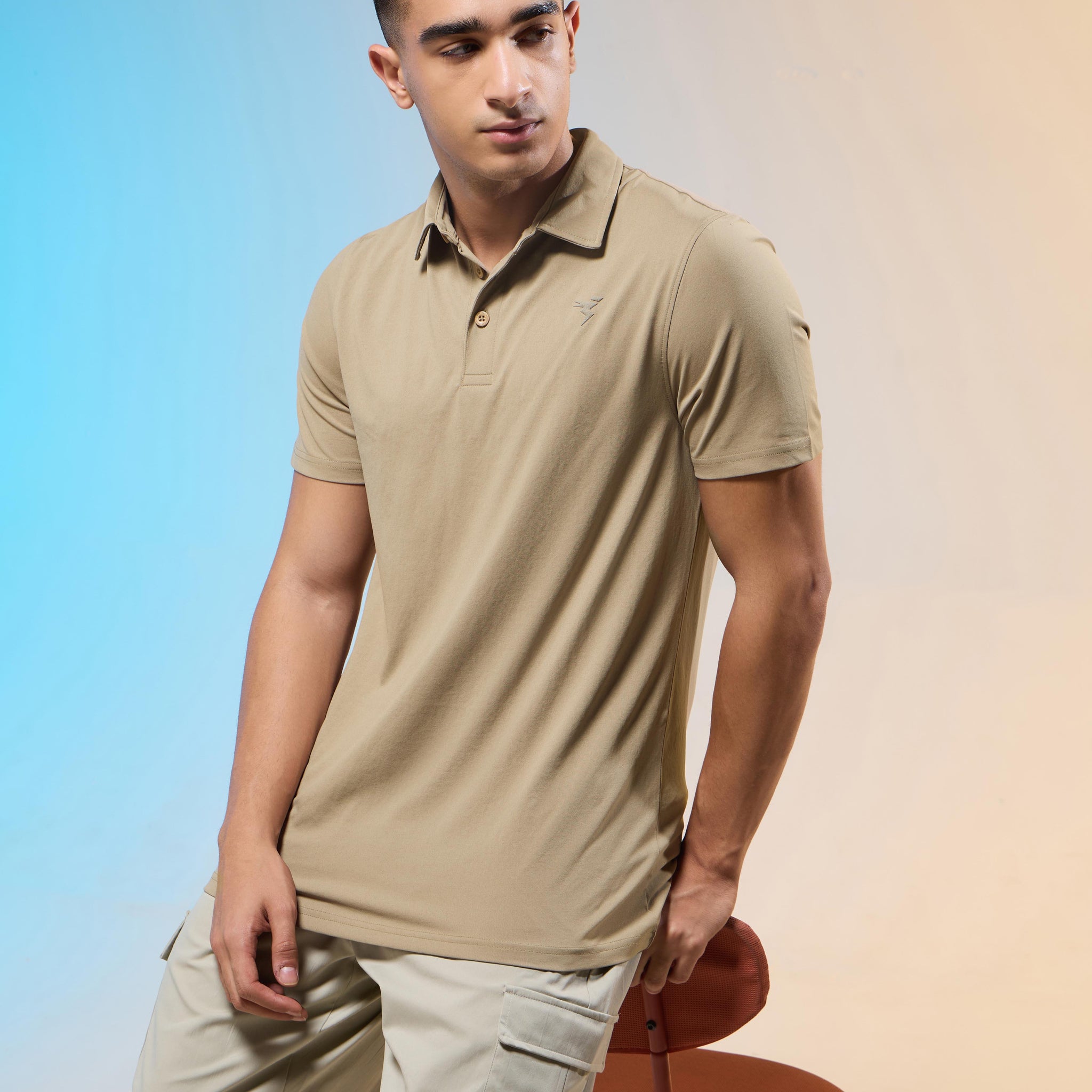 Men Solid Slim Fit Polo T-shirt with COTFLEX