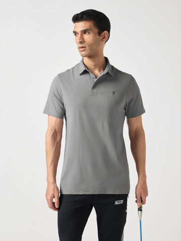 Men Solid Slim Fit Polo T-shirt with COTFLEX