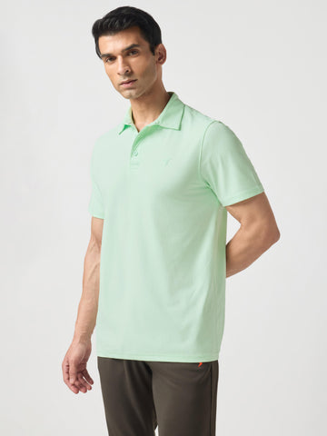 Men Solid Slim Fit Polo T-shirt with COTFLEX