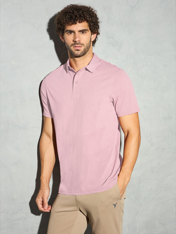 Men Solid Slim Fit Polo T-shirt with COTFLEX