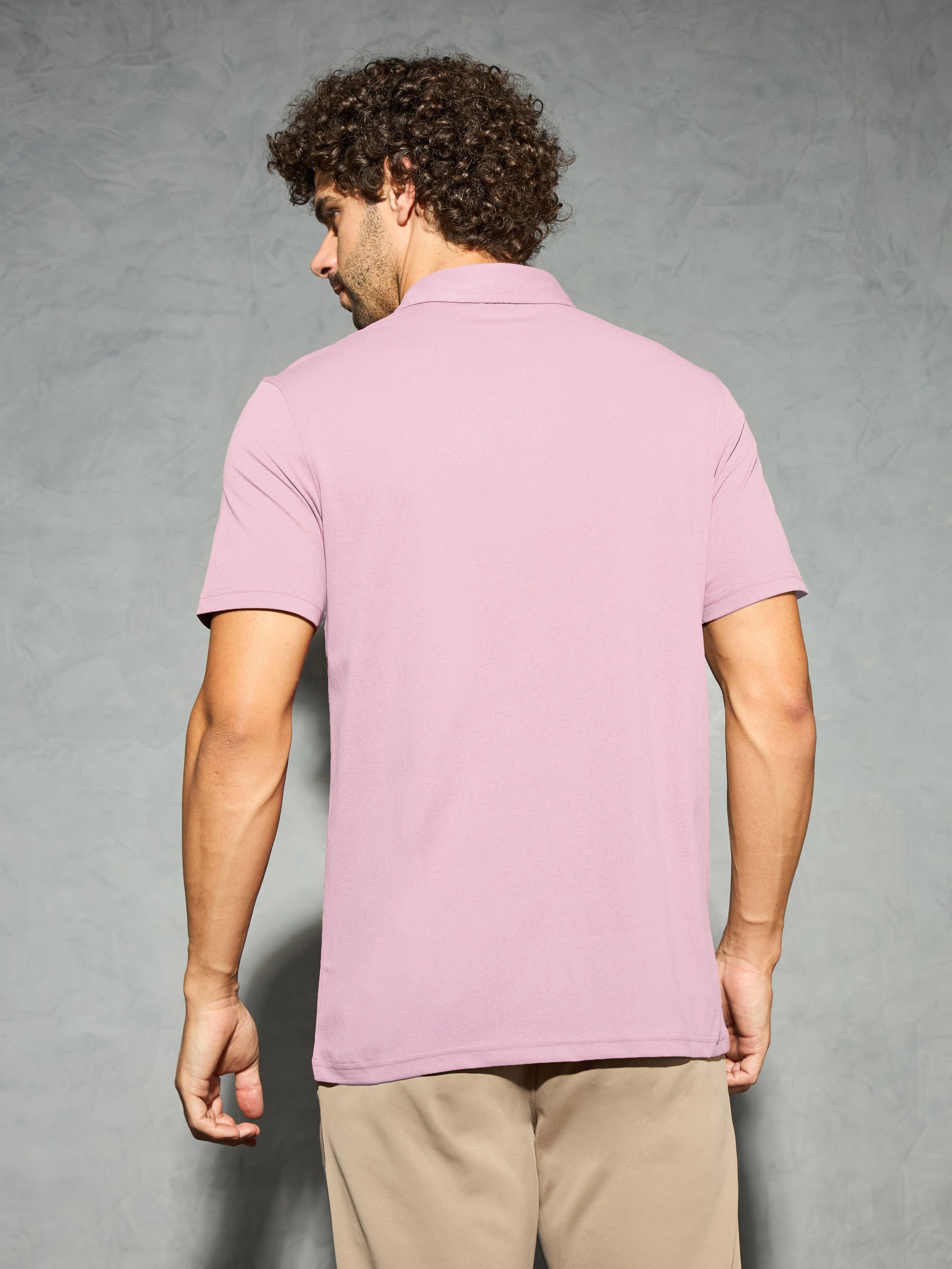 Men Solid Slim Fit Polo T-shirt with COTFLEX - Main Image