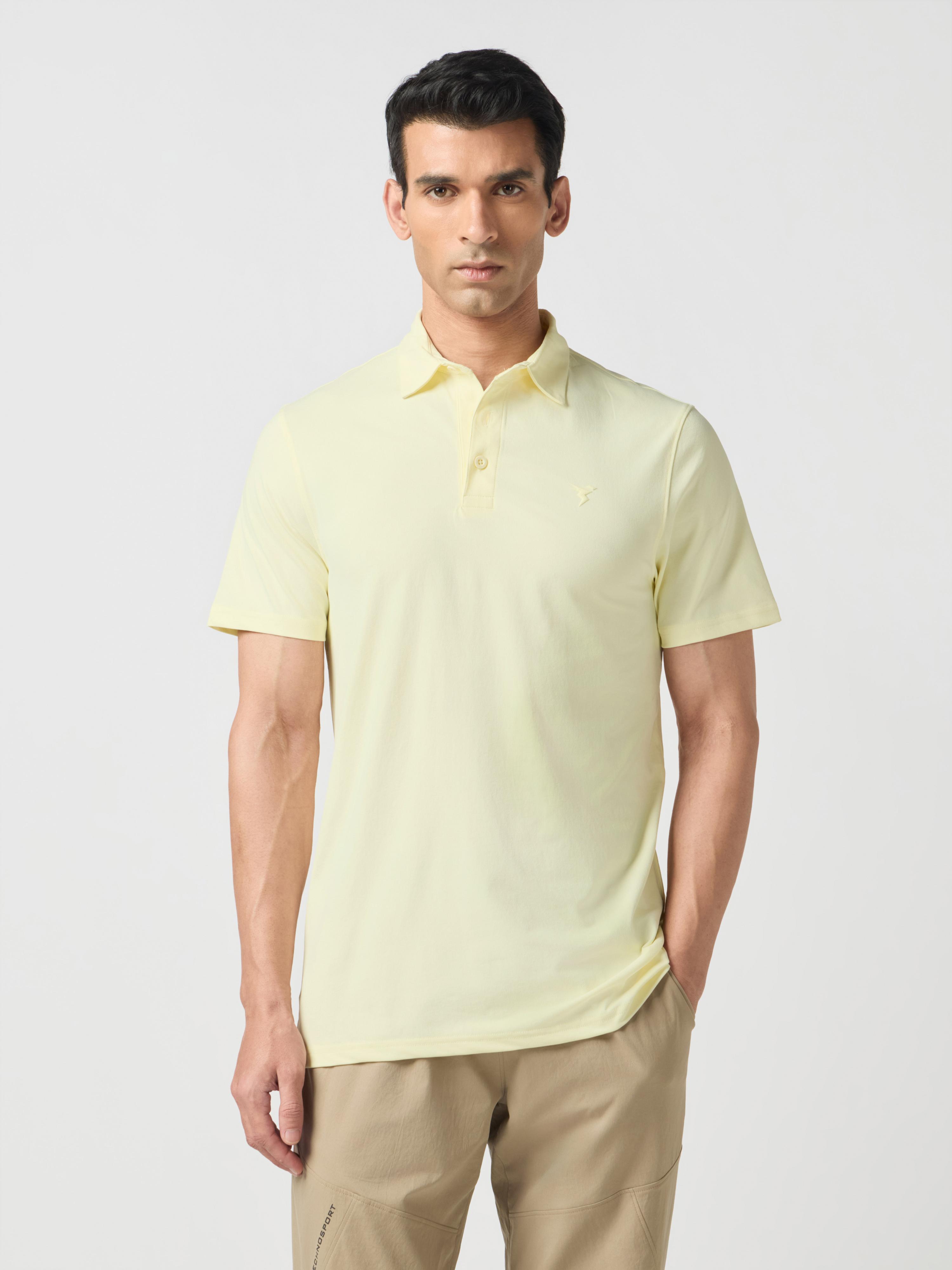 Men Solid Slim Fit Polo T-shirt with COTFLEX