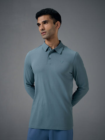 Men Solid Slim Fit Polo T-shirt with COTFLEX