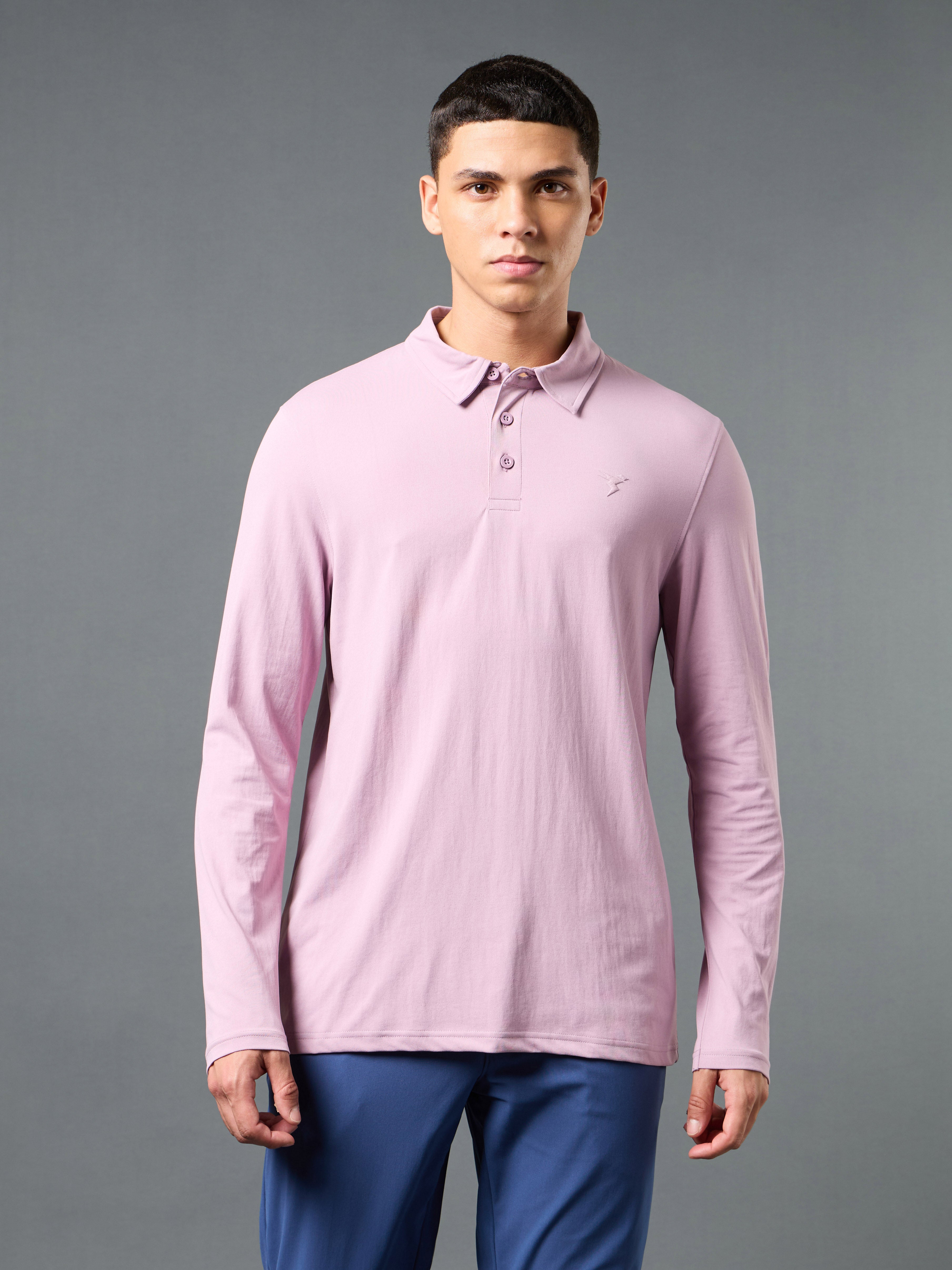 Men Solid Slim Fit Polo T-shirt with COTFLEX