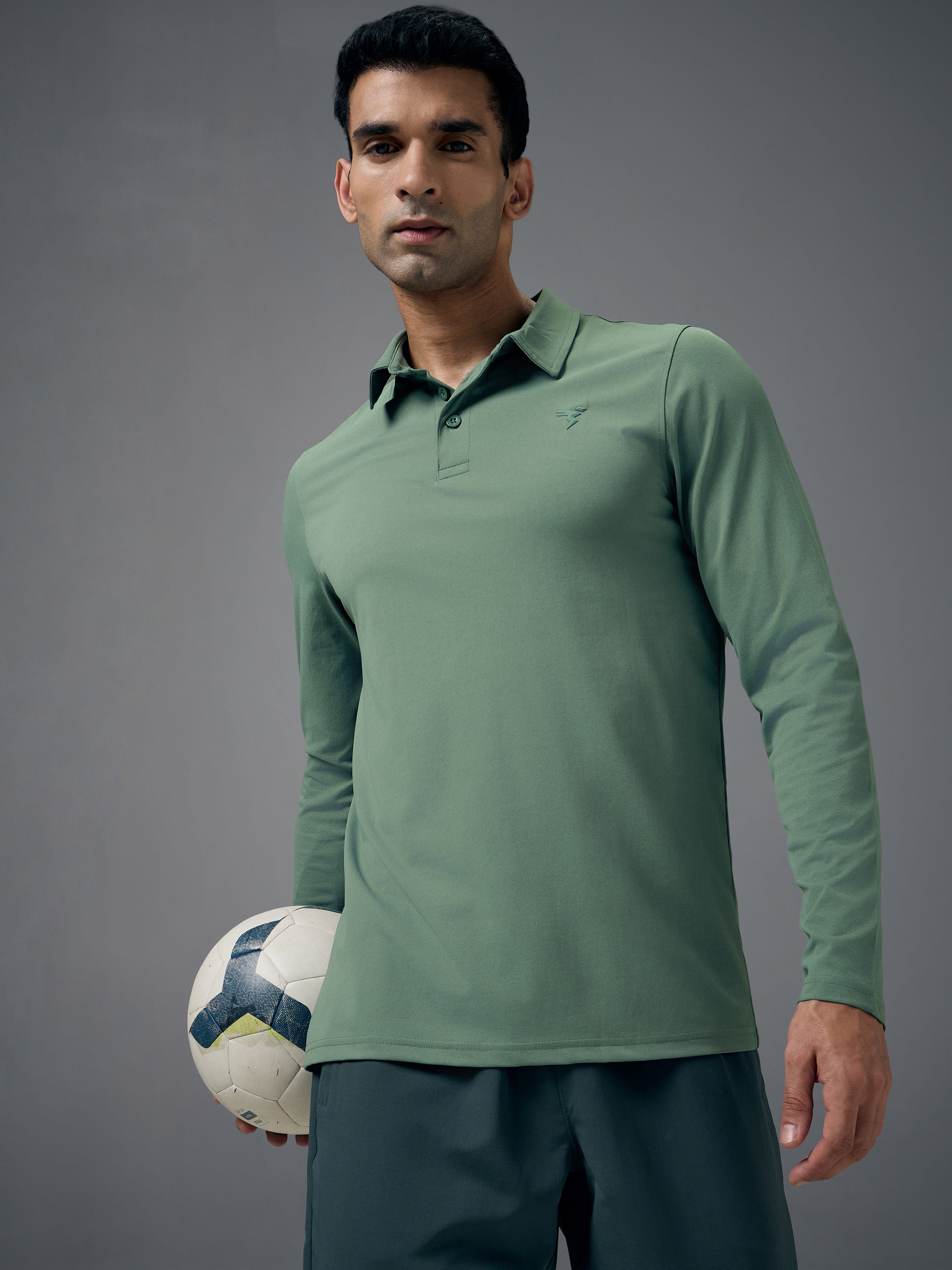 Men Solid Slim Fit Polo T-shirt with COTFLEX