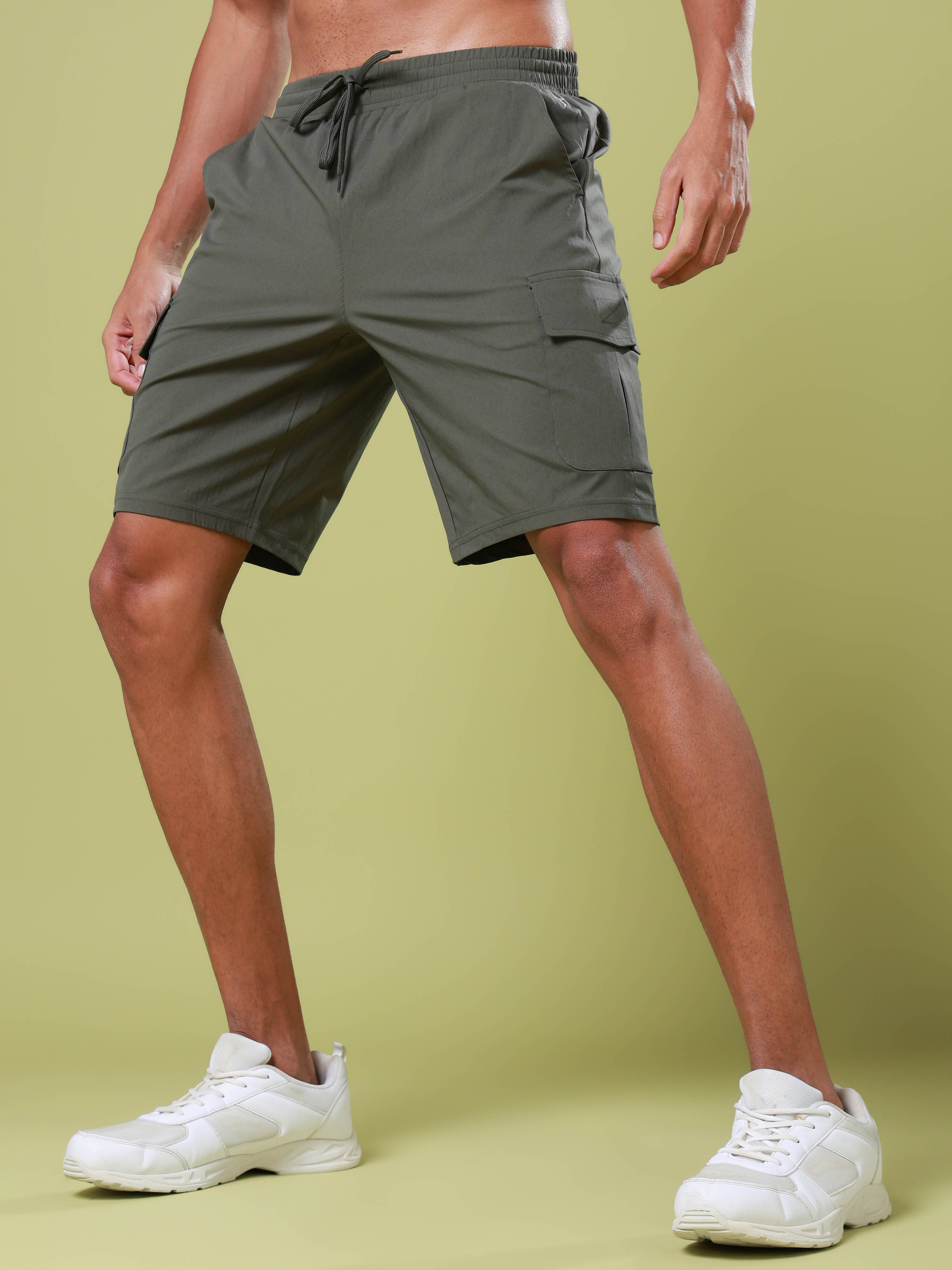 Men Solid Slim Fit Shorts with TS FLEXI