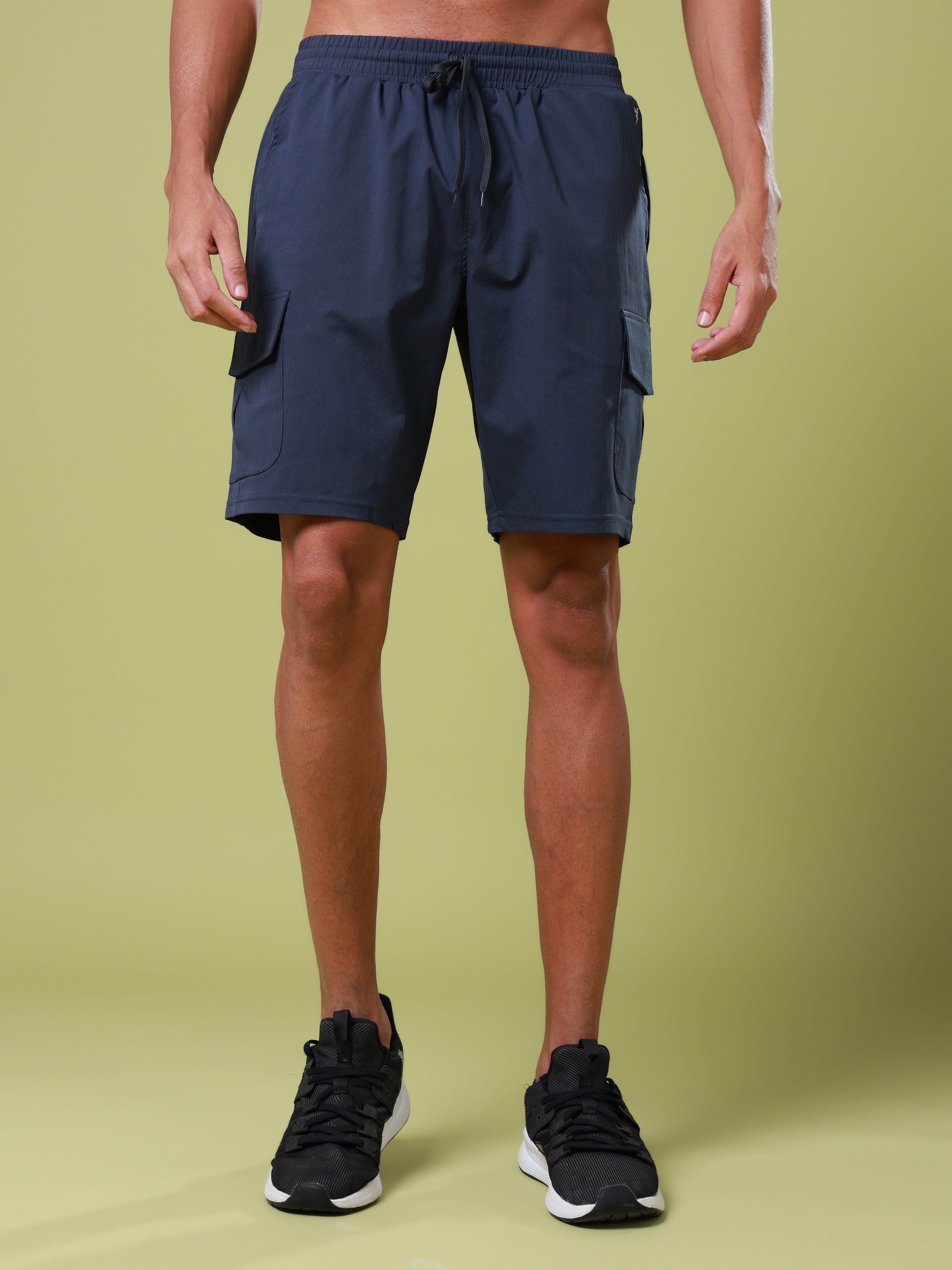 Men Solid Slim Fit Shorts with TS FLEXI