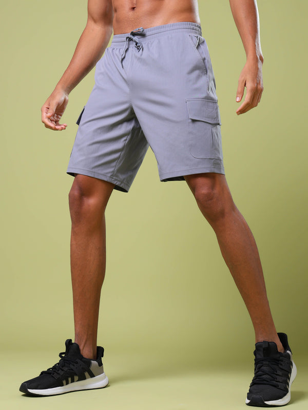 Men Solid Slim Fit Shorts with TS FLEXI