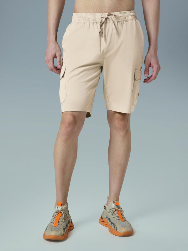 Men Solid Slim Fit Shorts with TS FLEXI