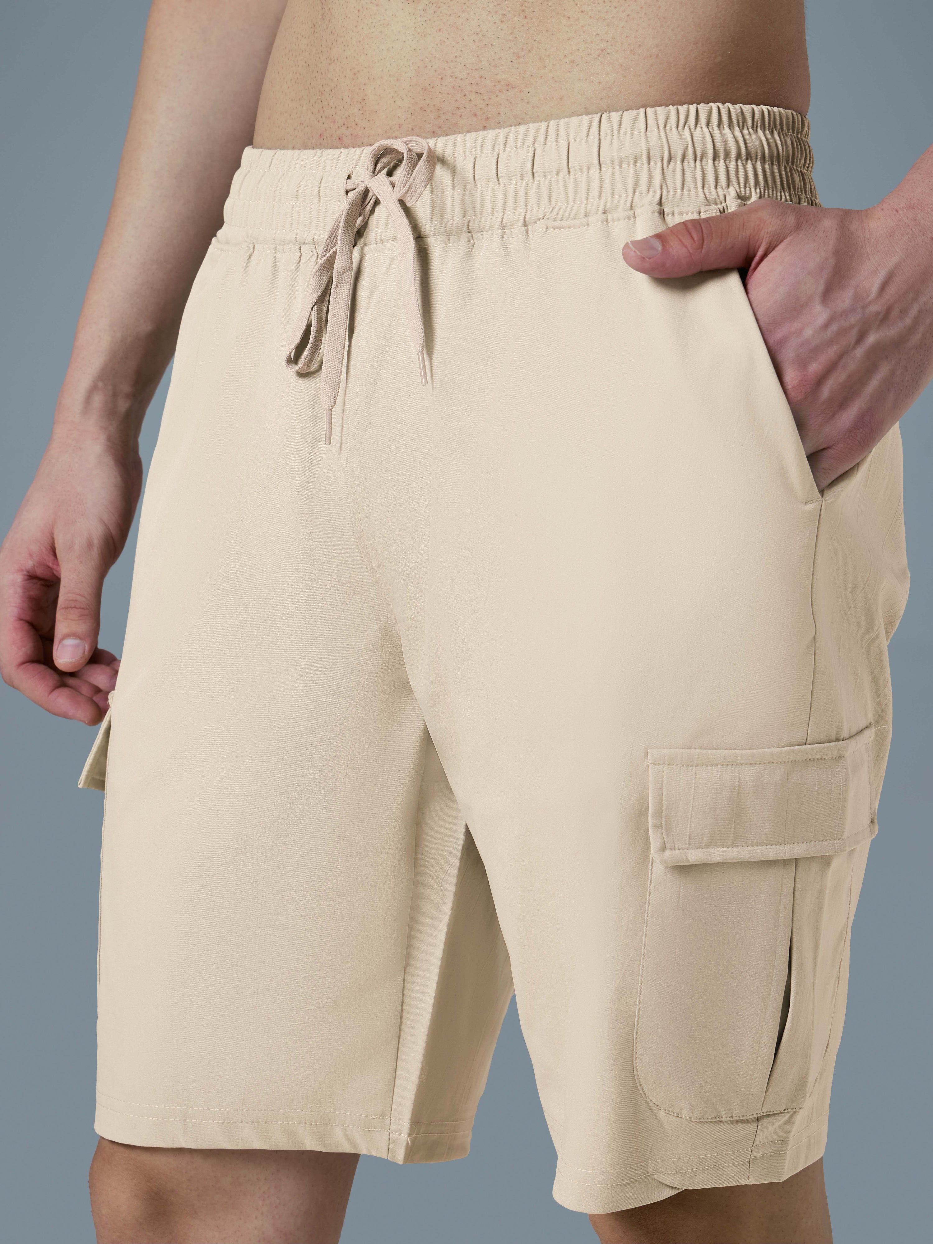 Men Solid Slim Fit Shorts with TS FLEXI