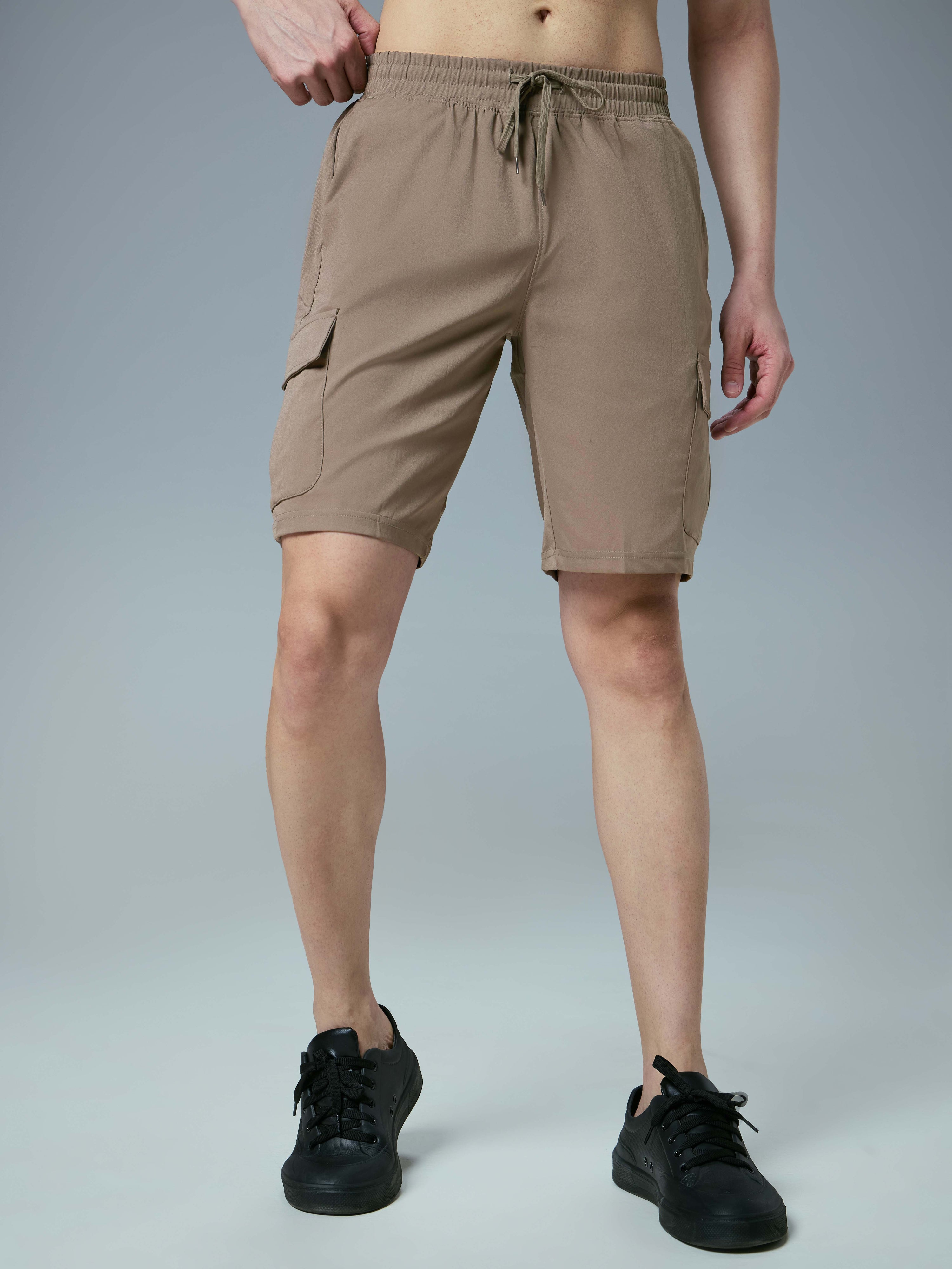 Men Solid Slim Fit Shorts with TS FLEXI