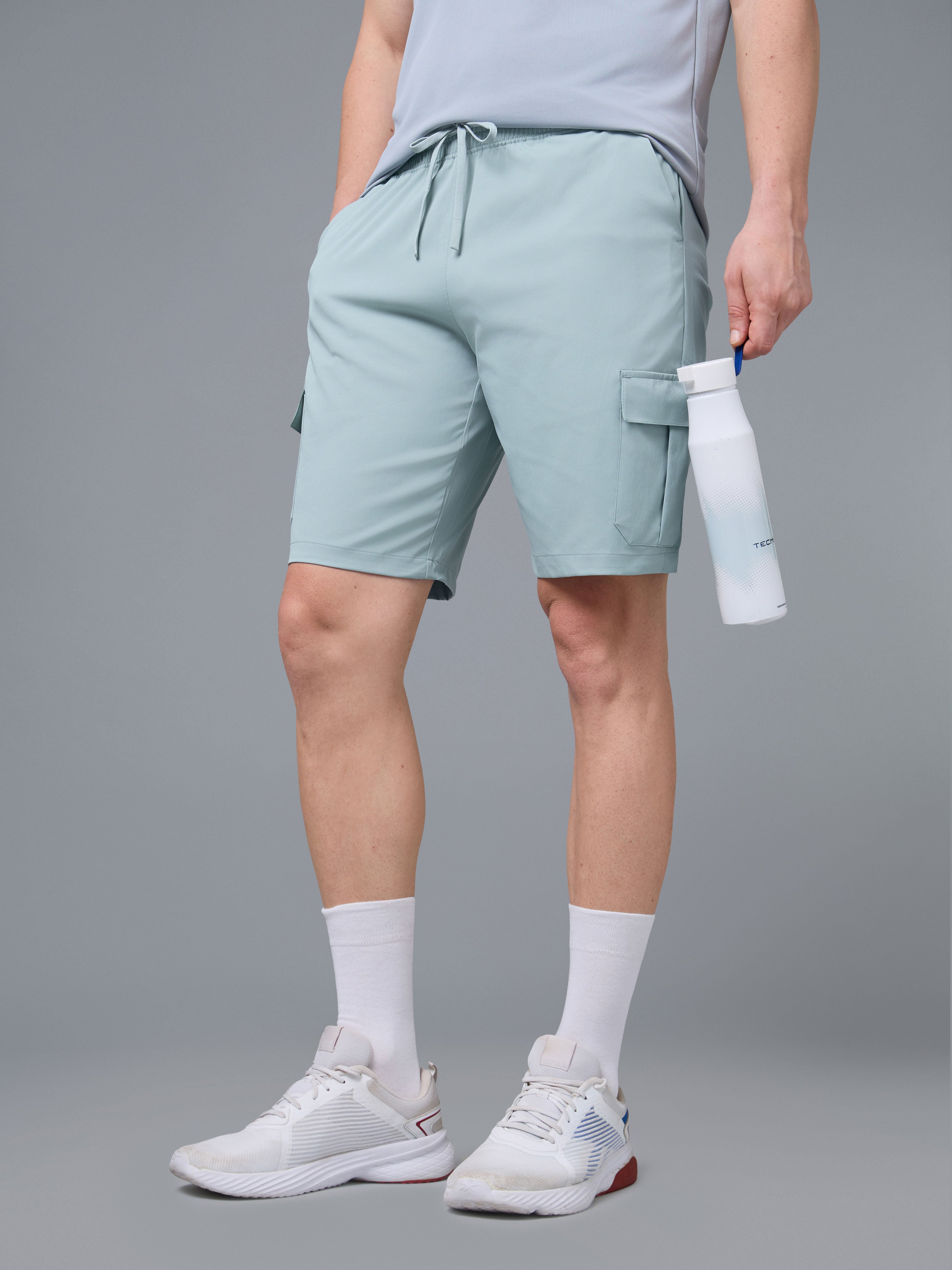 Men Solid Slim Fit Shorts with TS FLEXI