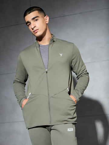 Men Solid Slim Fit Mock Neck Jacket with ELASTO PLUS