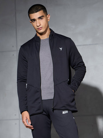 Men Solid Slim Fit Mock Neck Jacket with ELASTO PLUS