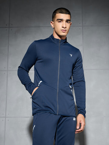 Men Solid Slim Fit Mock Neck Jacket with ELASTO PLUS
