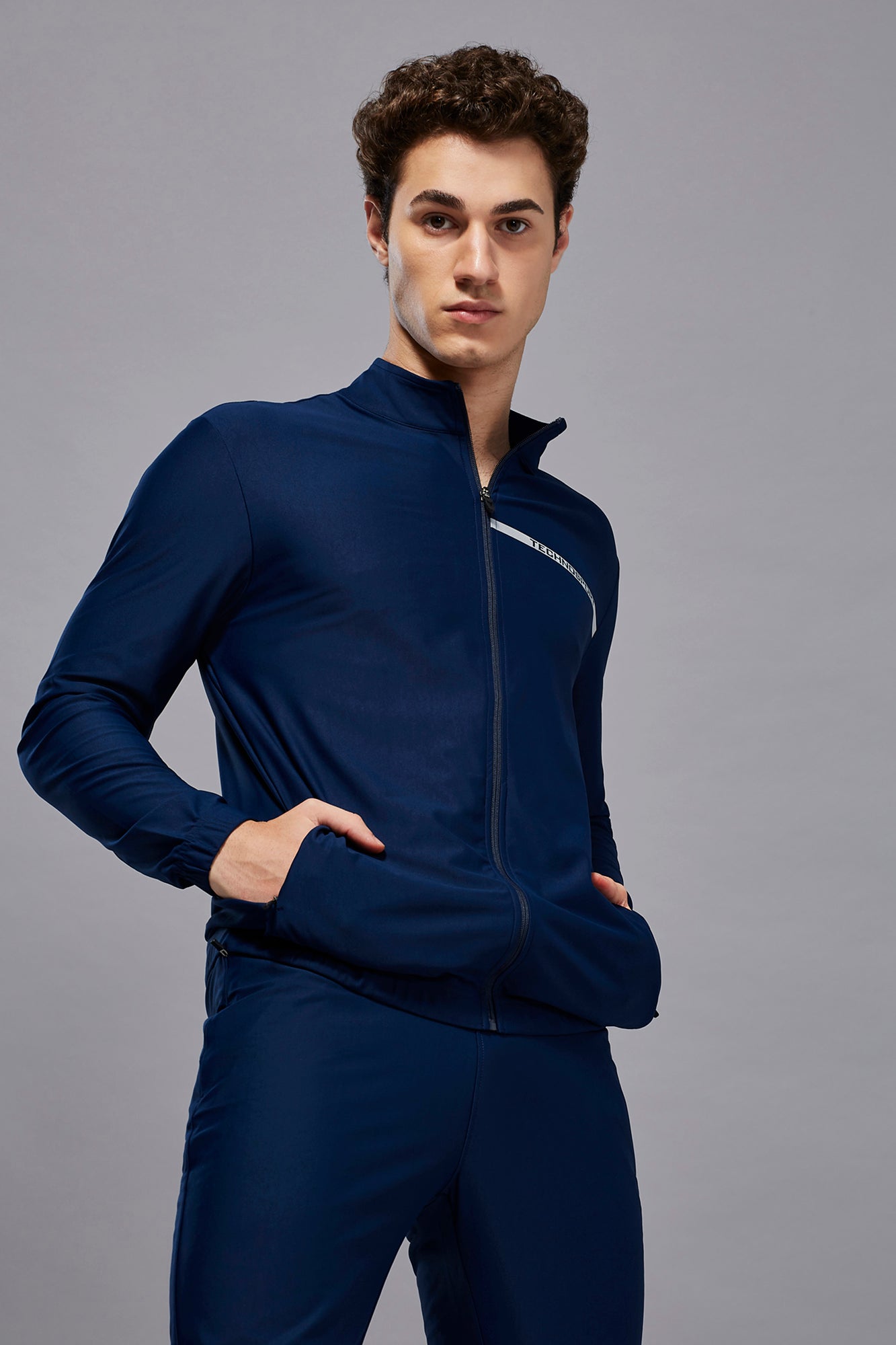 Men Solid Slim Fit Mock Neck Sports Jacket with DURACOOL+