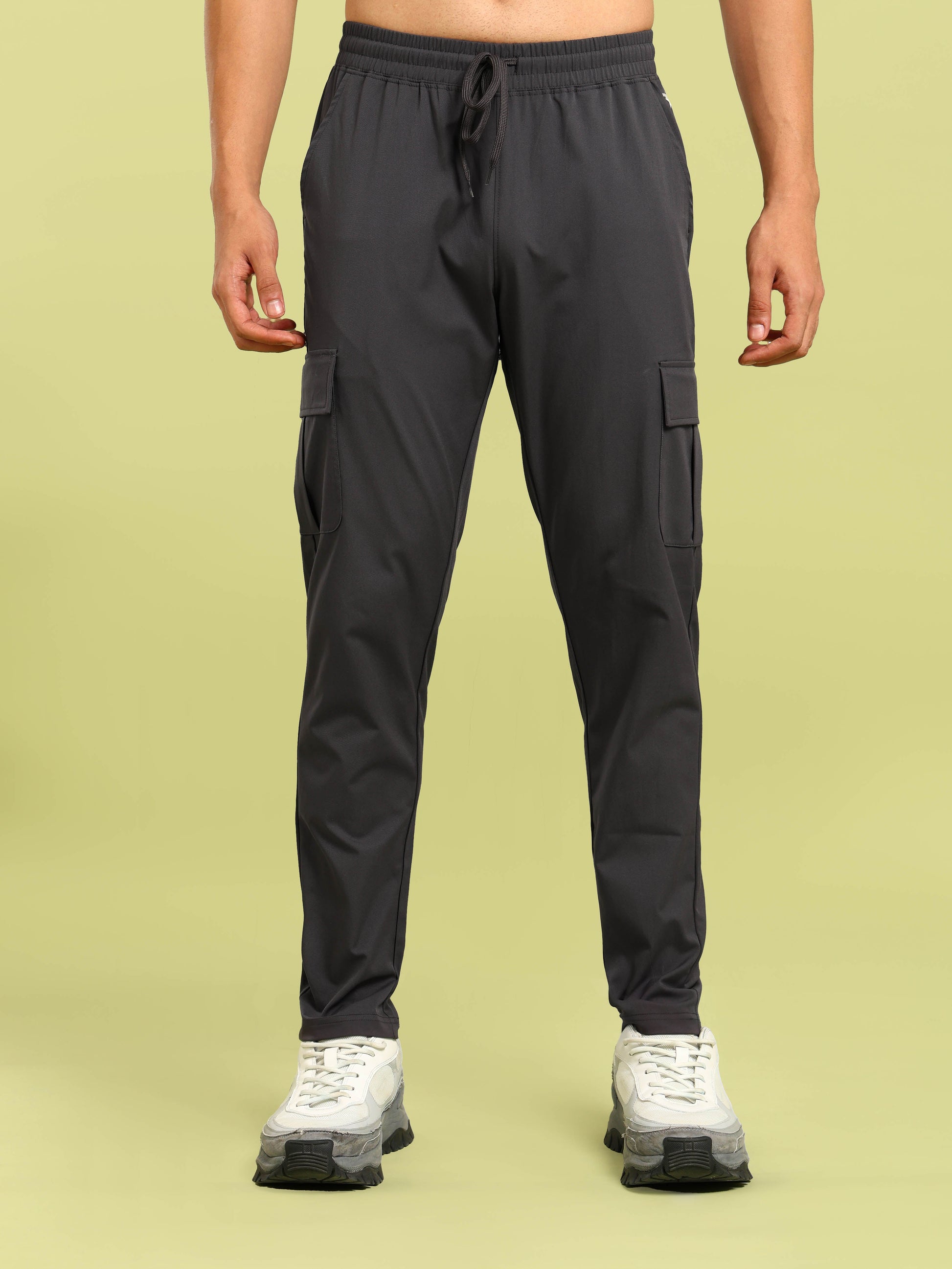 Men Solid Relax Fit Sports Cargo Trackpants with TS FLEXI