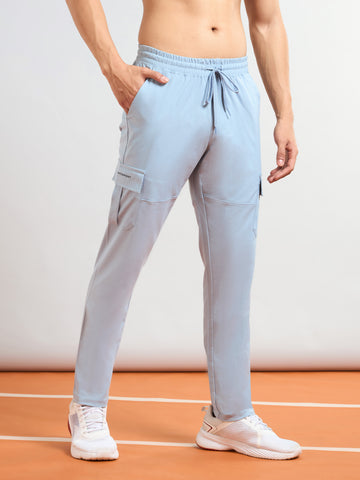 Men Solid Relax Fit Sports Cargo Trackpants with TS FLEXI
