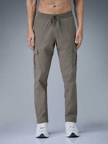 Men Solid Relax Fit Sports Cargo Trackpants with TS FLEXI